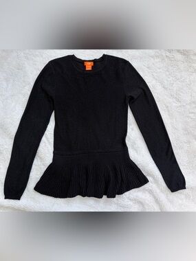 fresh Black Peplum Crewneck Sweater